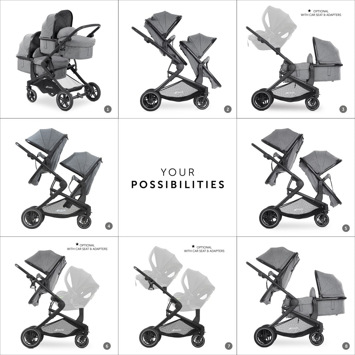 Hauck Atlantic Twin Tandem Pram & Pushchair