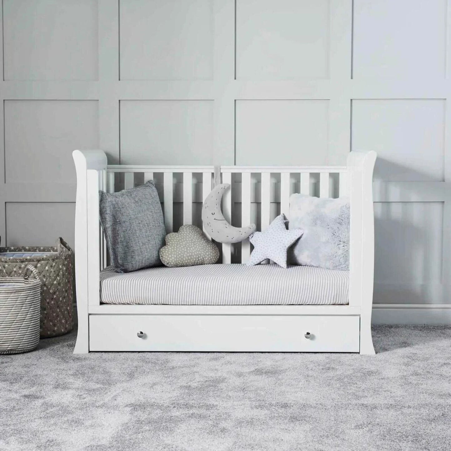 Ickle Bubba Snowdon Mini Cot Bed White - Premium Sprung Mattress