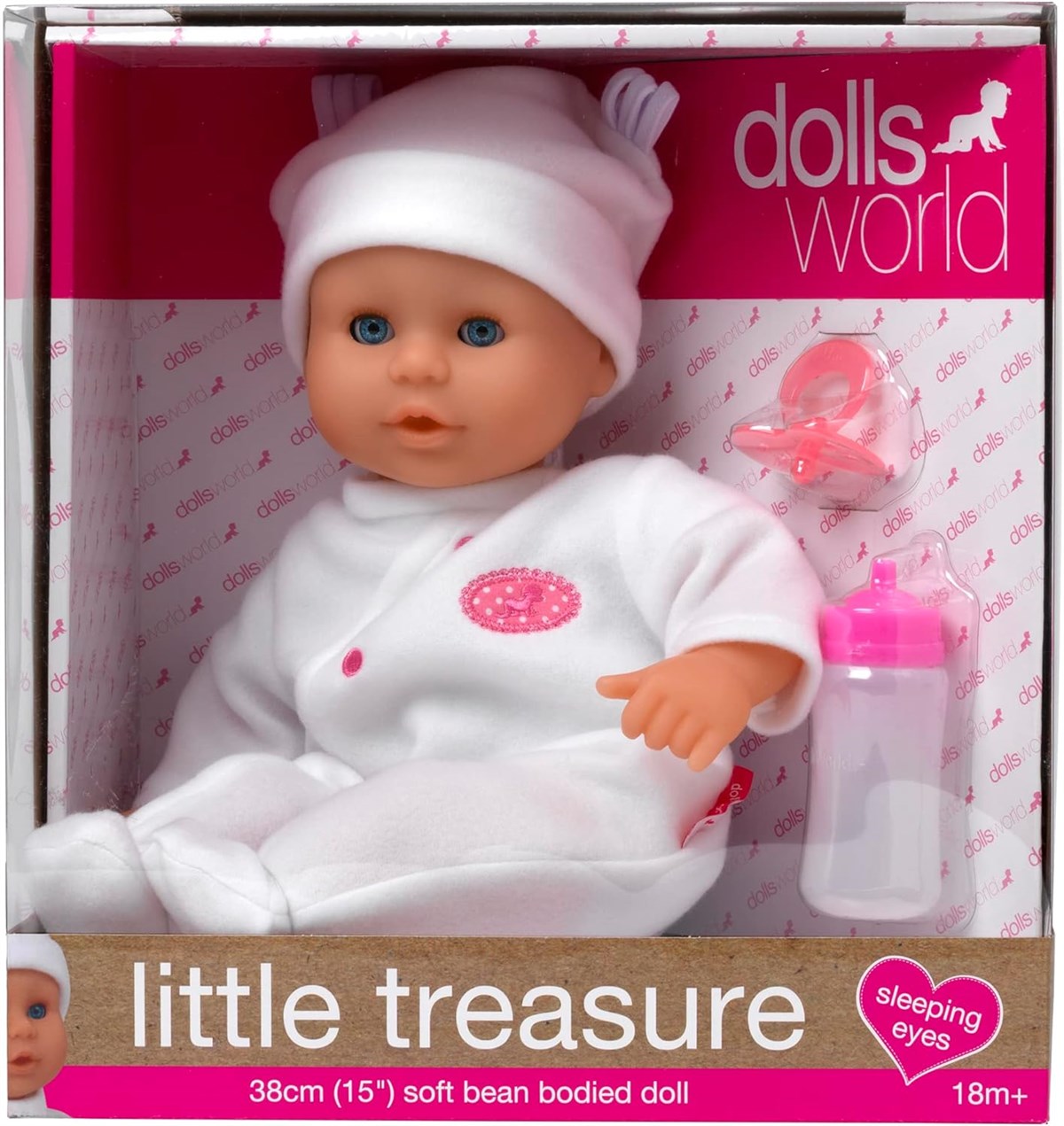 Johnston's Little Treasure 38cm Soft Baby Doll with Deluxe Blue Romper and Accessories