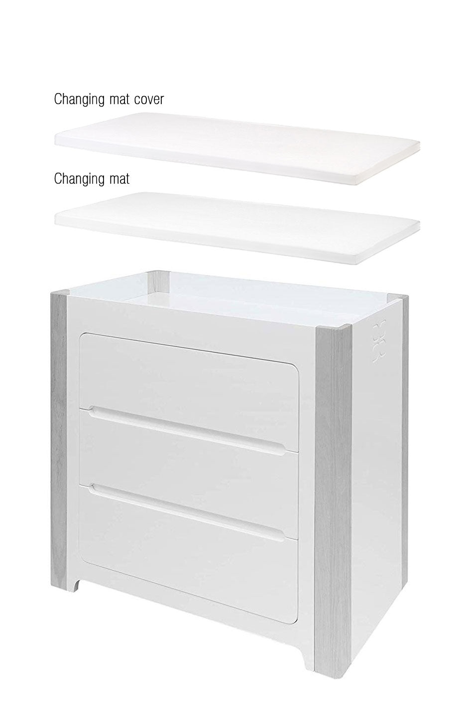 Cocoon Evoke 4in1 Cotbed + Change Area Dresser, Dove Grey