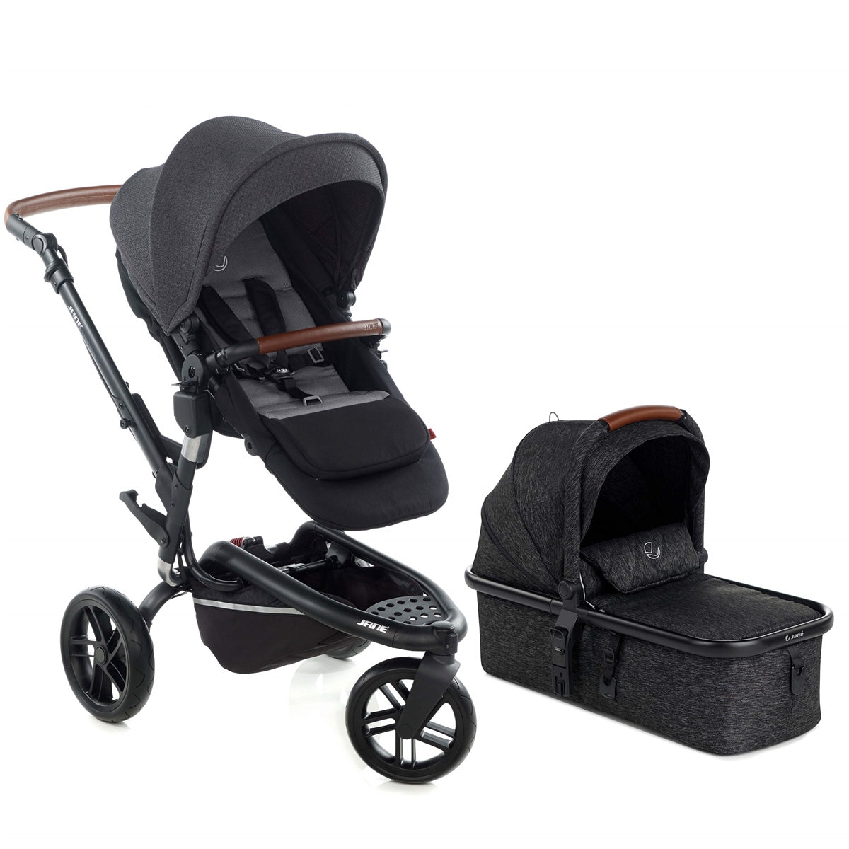 Jane Trider + Micro Pro + Koos iSize R1 - 10 Piece Travel System Bundle, Cold Black