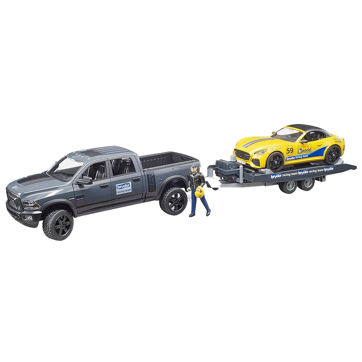 Bruder RAM 2500 Power Wagon, Trailer & Roadster Racing Team