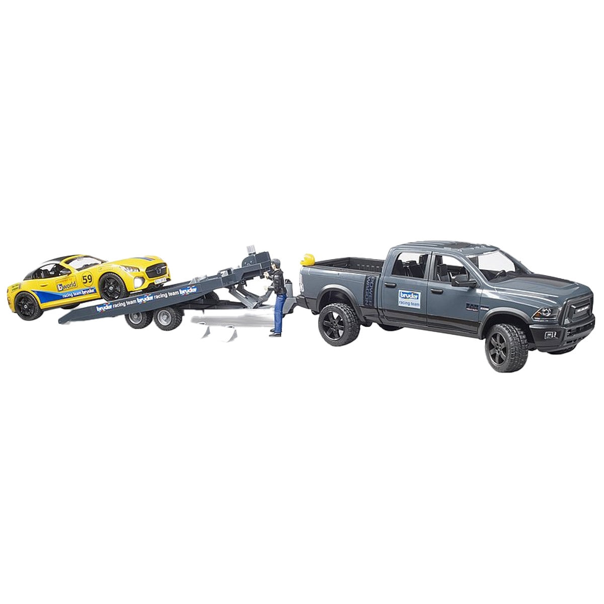 Bruder RAM 2500 Power Wagon, Trailer & Roadster Racing Team
