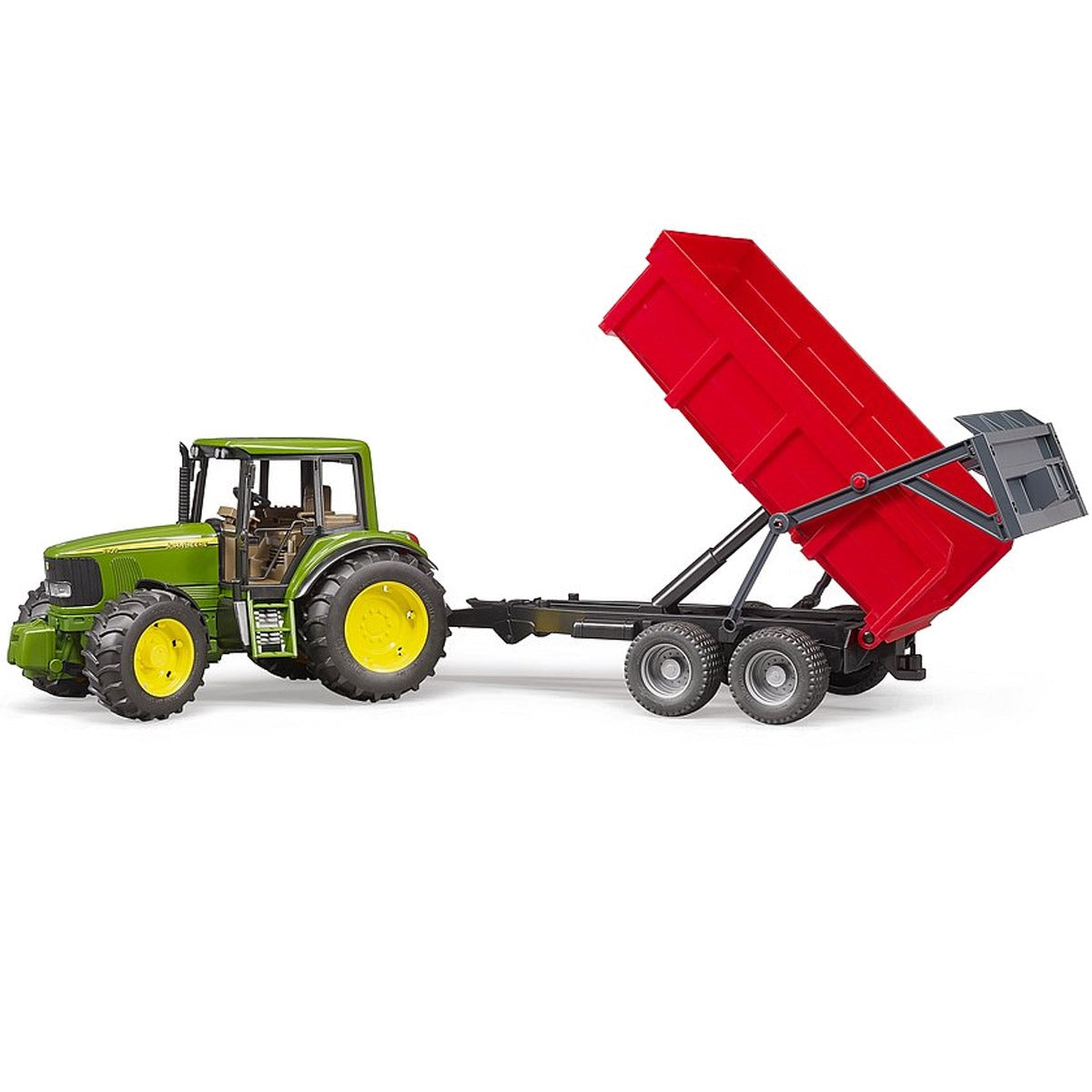Bruder John Deere 6920 Toy Tractor with Red Tipping Trailer