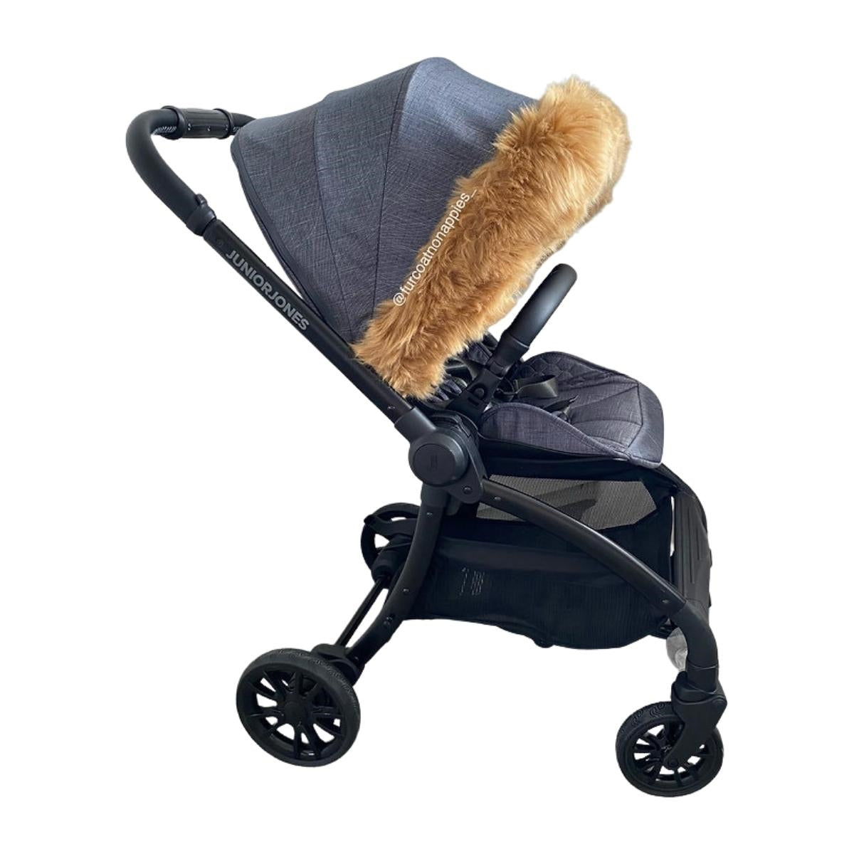 Fur Coat No Nappies Extra Fluffy Faux Fur Universal Pram Hood Trim, Tan