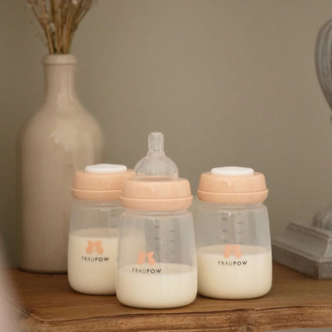 Fraupow Leak-Proof Milk Storage and Baby Feeding Bottles, 200ml, Pack of 3