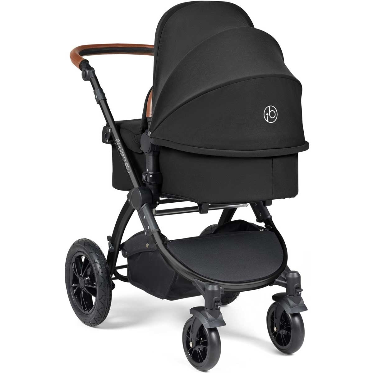Ickle Bubba Stomp Luxe All-in-One Premium i-Size Travel System with ISOFIX Base, Black / Midnight / Tan