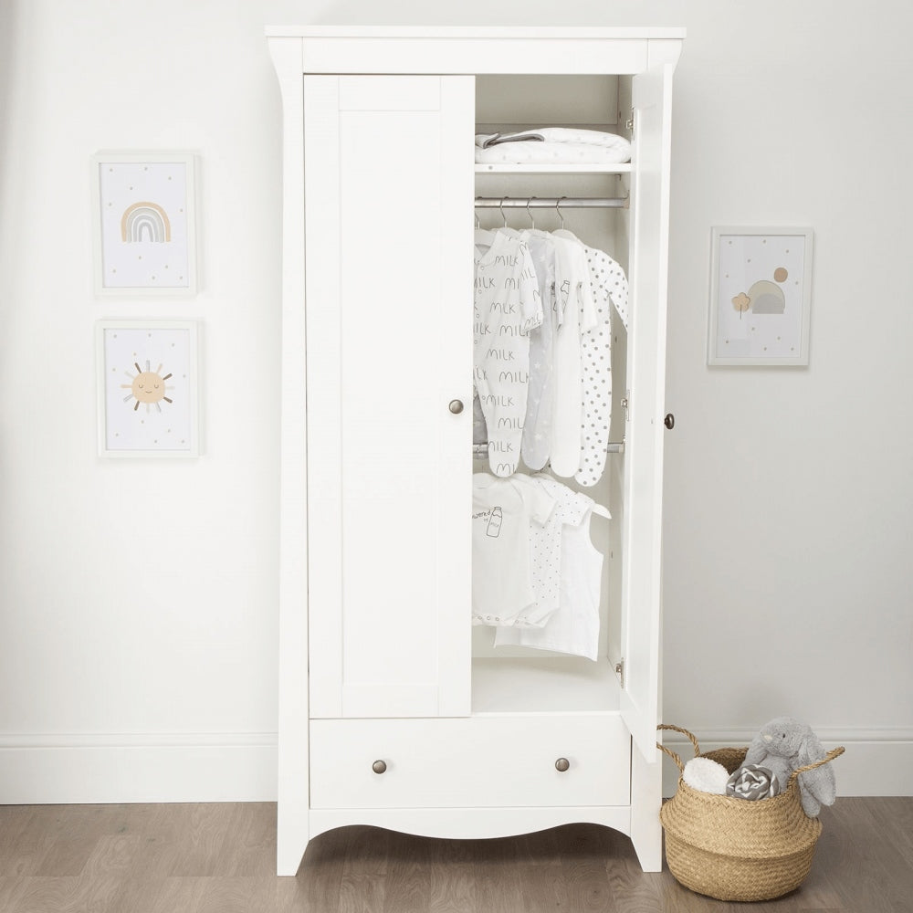 CuddleCo Clara 2 Door Double Wardrobe, White