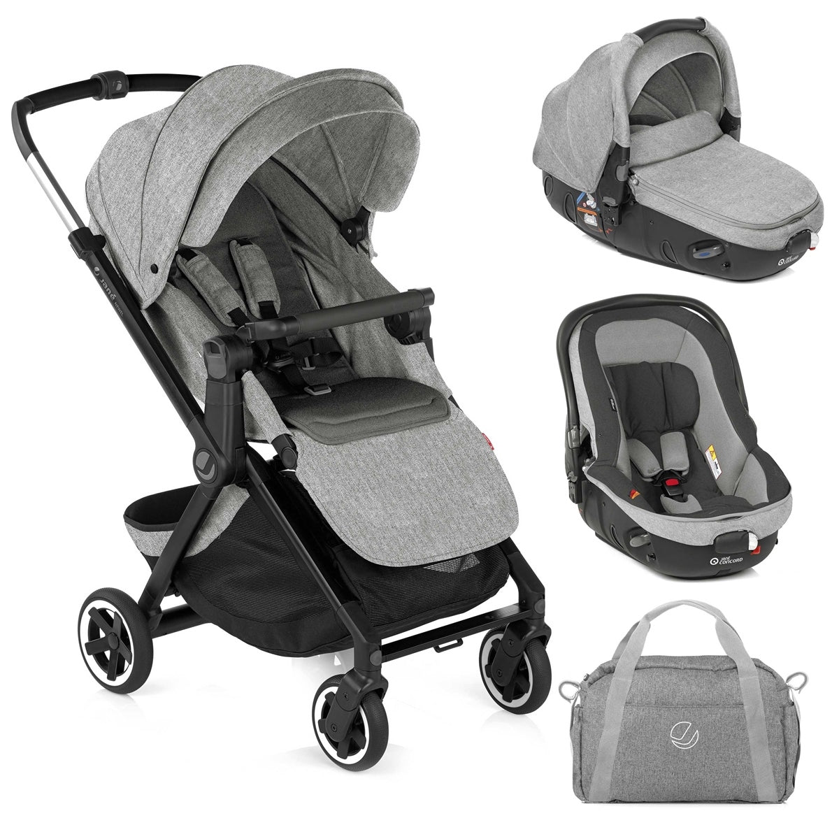 Jane Newel + Matrix Light 2 Premium Travel System & Starter Nursery Bundle, Dim Grey