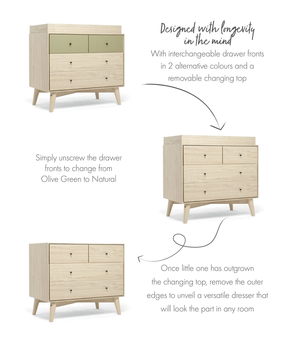 Mamas & Papas Coxley 3 Piece Furniture Set (Cot Bed, Dresser Changer & Wardrobe)
