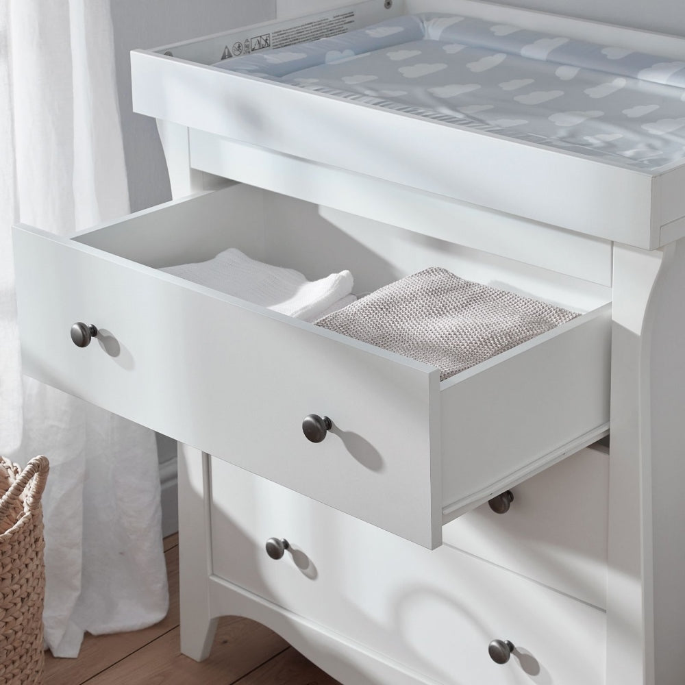 CuddleCo Clara 2 Piece Nursery Furniture Set (Cot Bed & Dresser) - White
