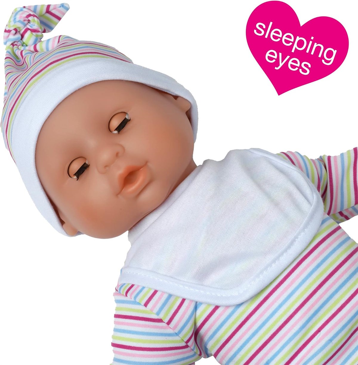 Dolls World Baby Joy, 38cm Soft Bodied Doll with Sleeping Eyes, Outfit, and 16 Interactive Sounds