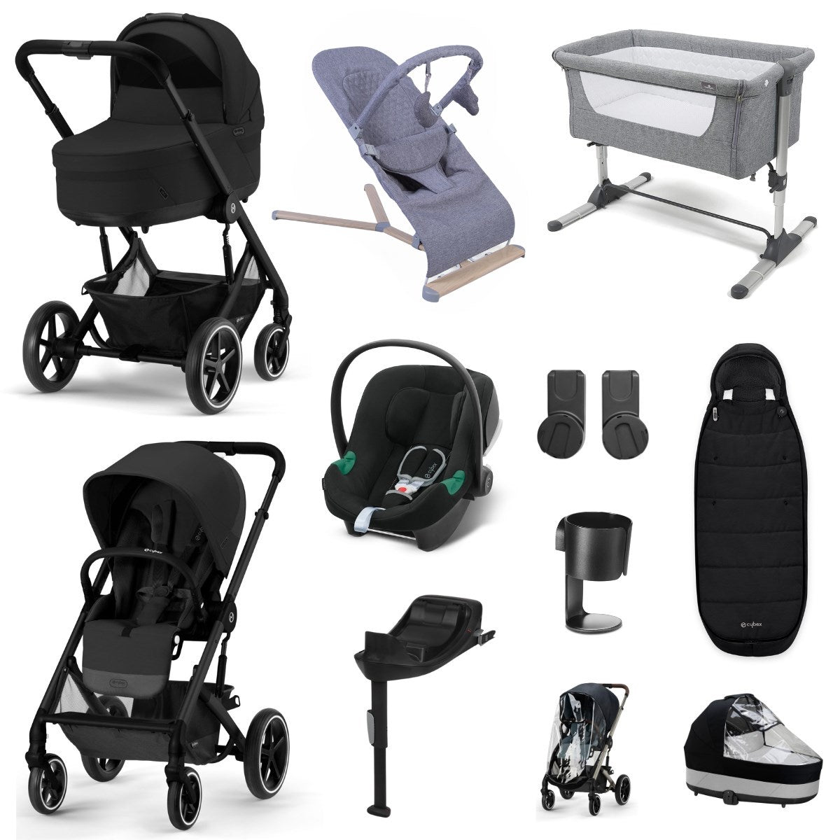 Cybex Balios S Lux Essential Travel & Nursery Bundle, Moon Black
