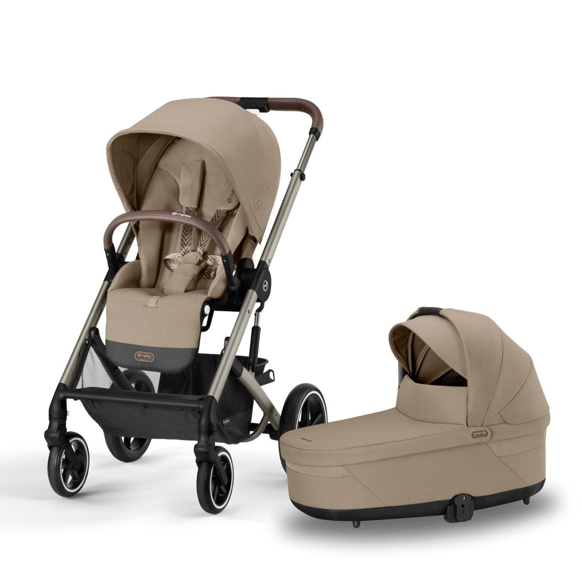 Cybex Balios S Lux Essential Travel & Bundle with Cloud G Car Seat, Almond Beige