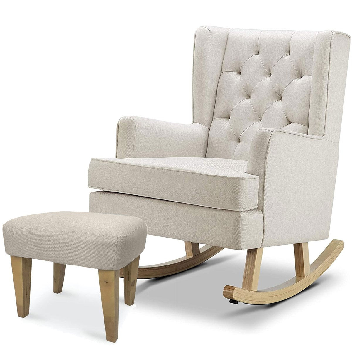 BabyLo Soothe Easy Nursing Chair & Rocker with Stool, Natural