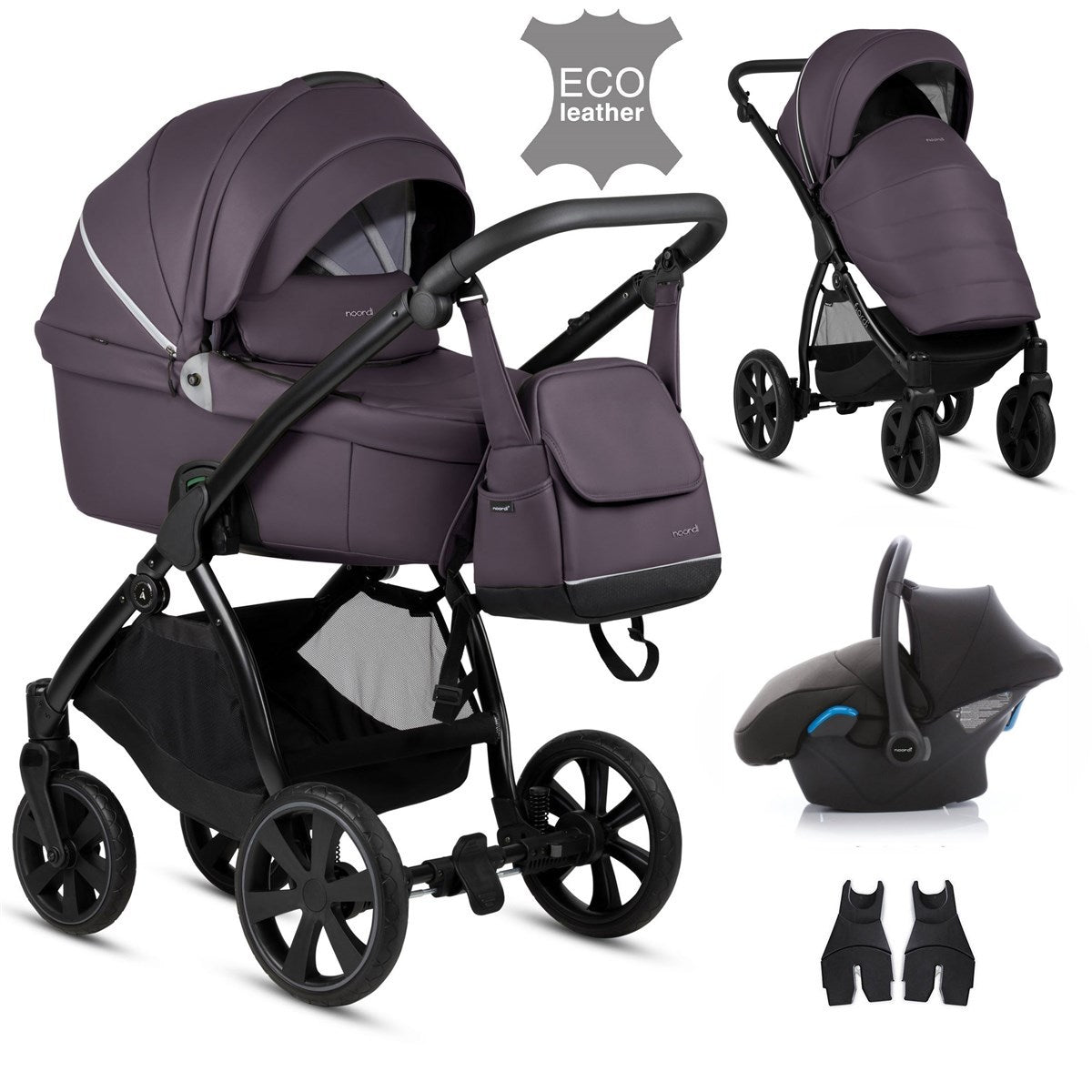 Noordi Fjordi Leather 3in1 + Car Seat - Plum