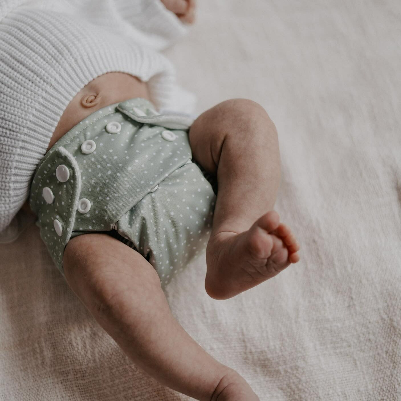 Newborn Reusable Cloth Nappy - Gingham Taupe