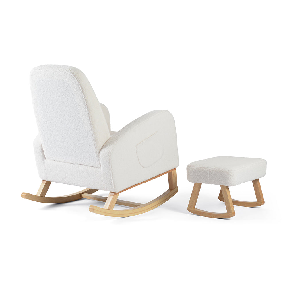 Amana Aura Nursing Chair & Stool - Snow White/Natural