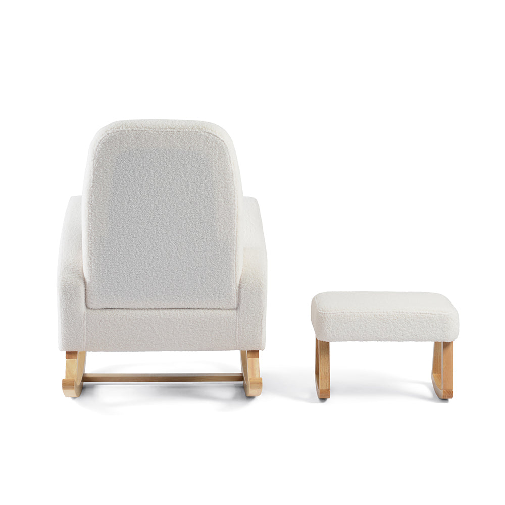 Amana Aura Nursing Chair & Stool - Snow White/Natural