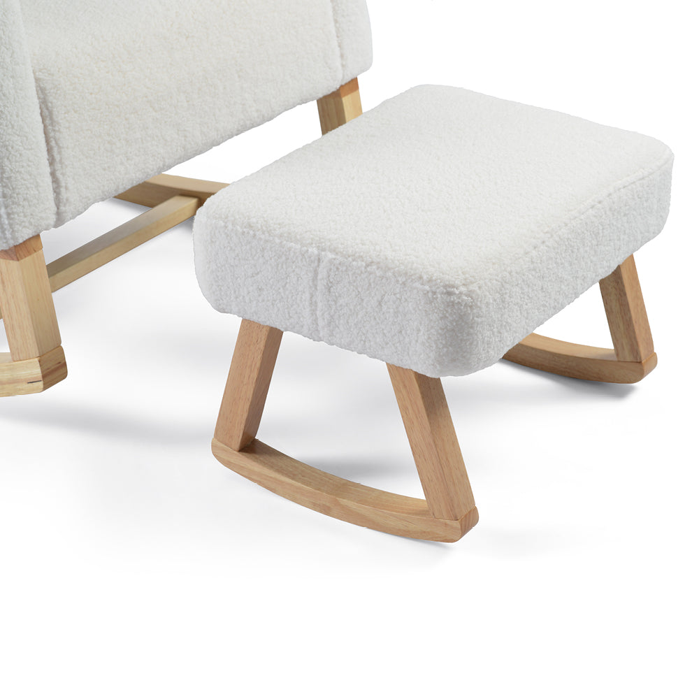 Amana Aura Nursing Chair & Stool - Snow White/Natural