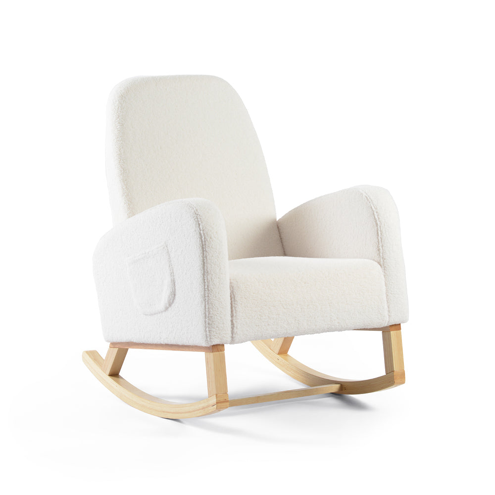 Amana Aura Nursing Chair & Stool - Snow White/Natural