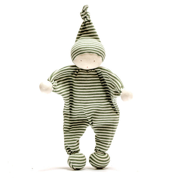 Organic Baby Comforter thin olive stripe
