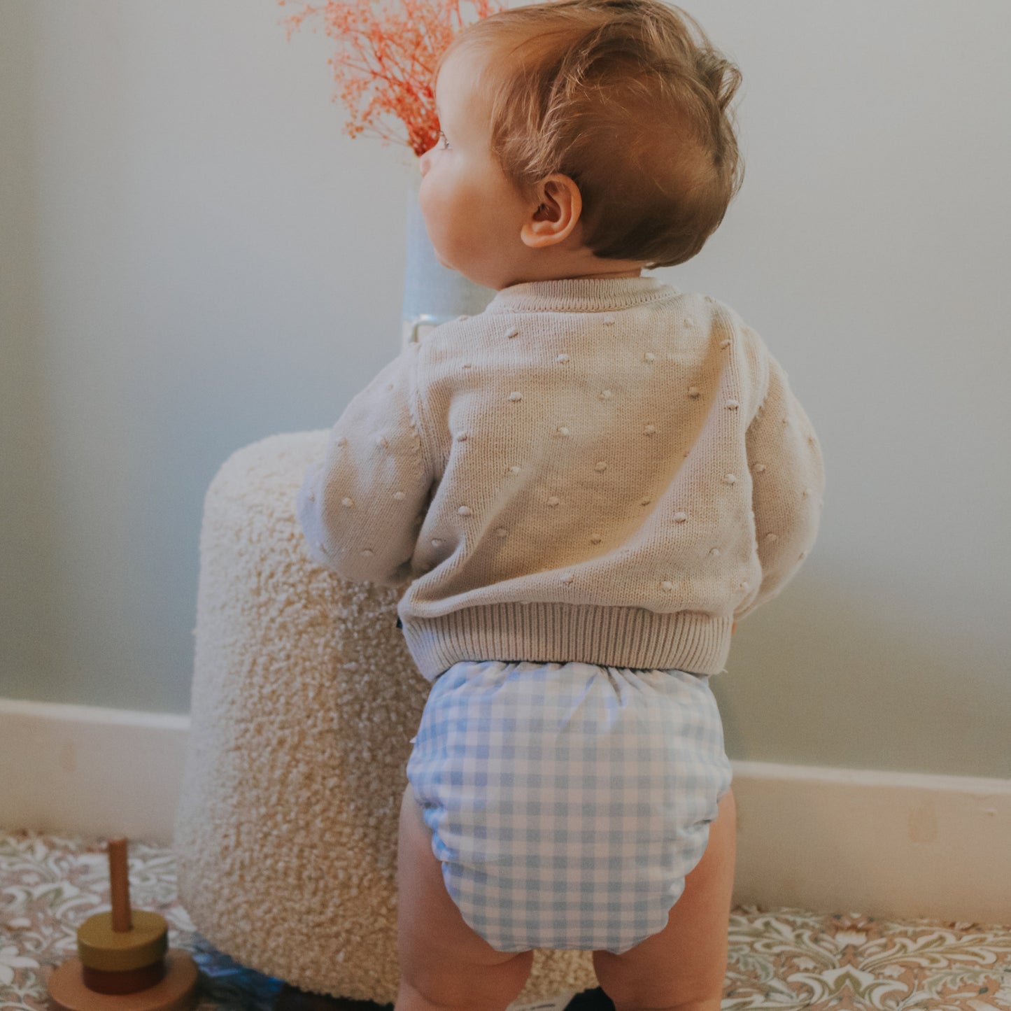 One Size All-In-One Reusable Cloth Nappy - Blue Gingham
