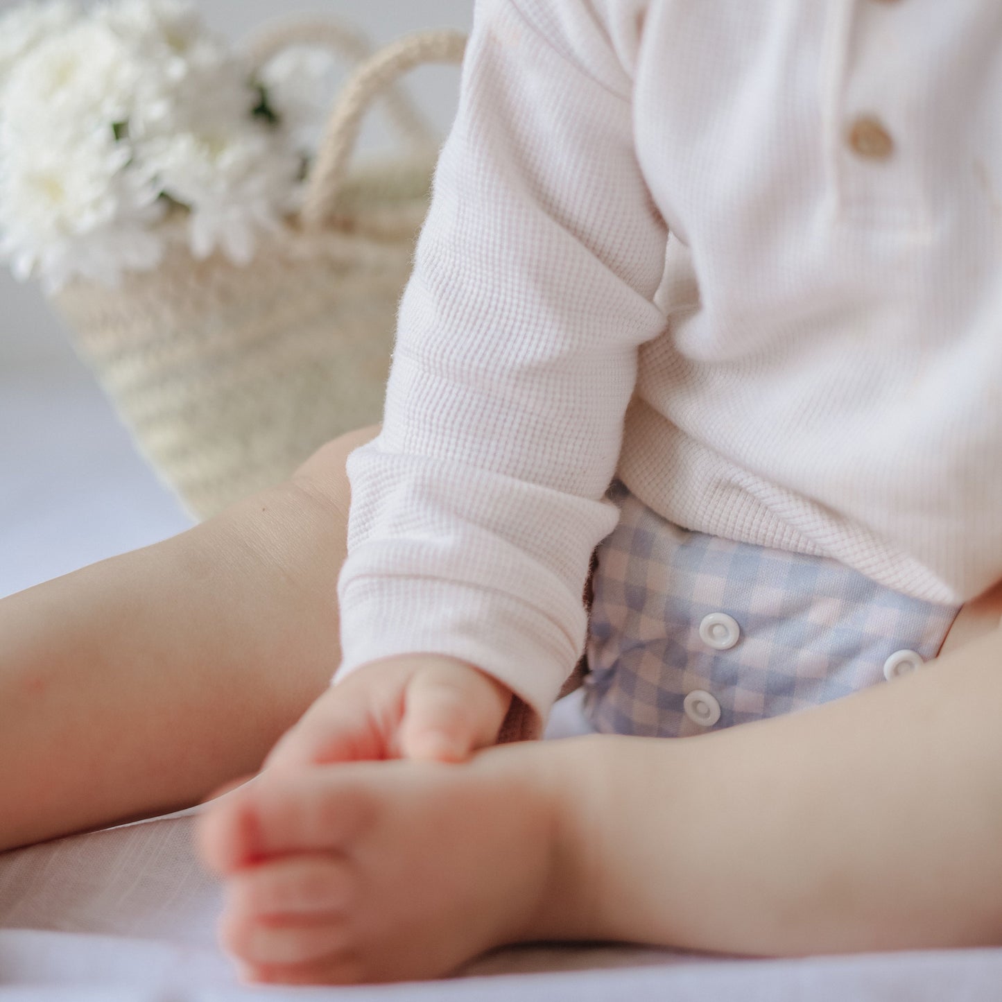 One Size All-In-One Reusable Cloth Nappy - Blue Gingham