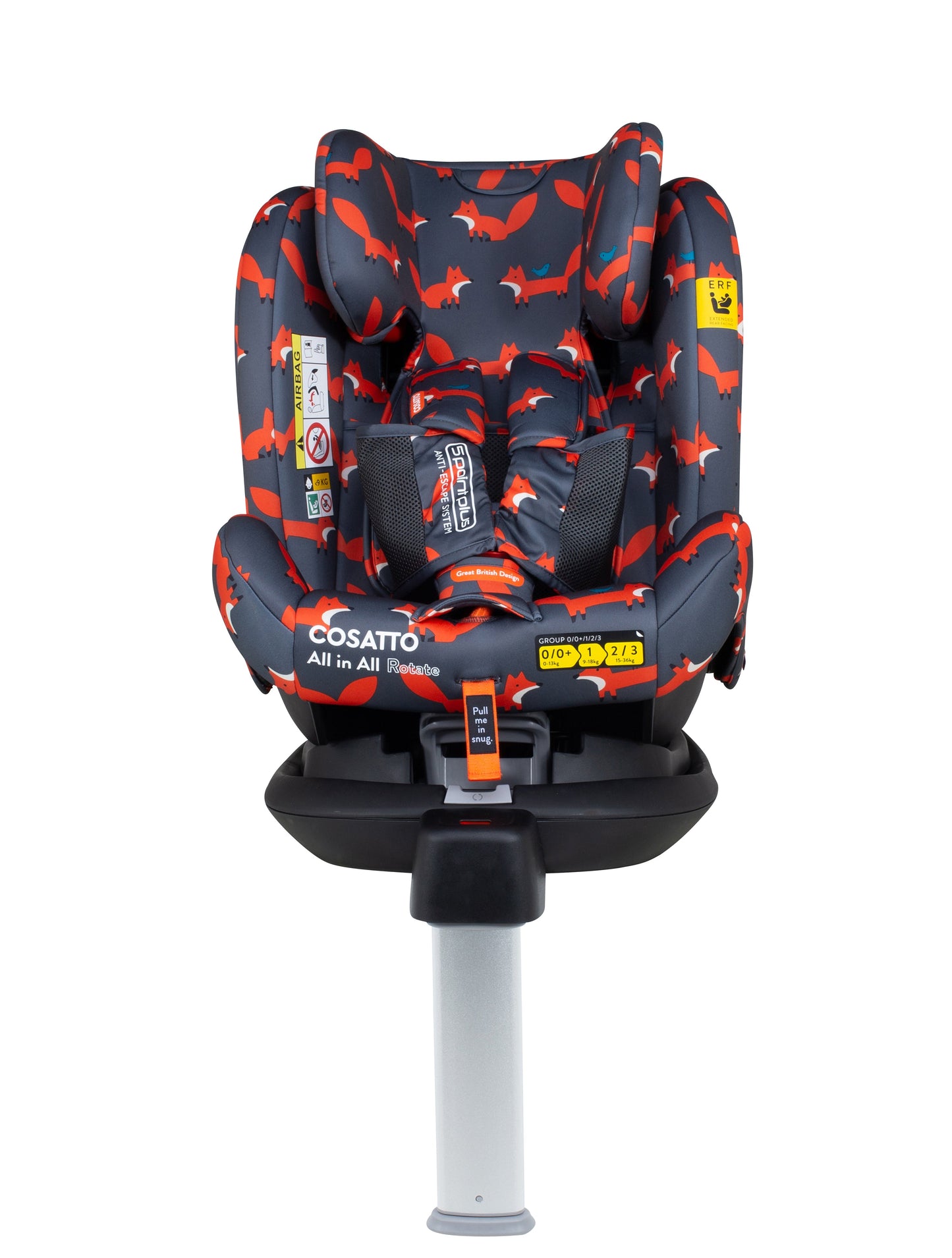 All in All 360 Rotate Car Seat Charcoal Mister Fox