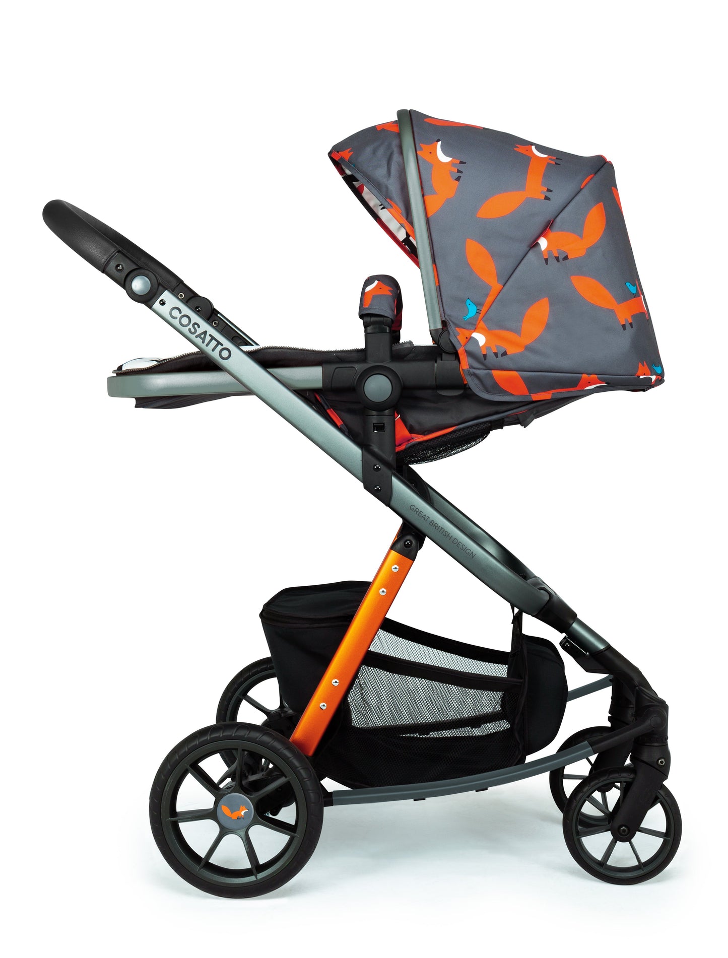 Pre loved Giggle Quad Pram and Pushchair Charcoal Mister Fox