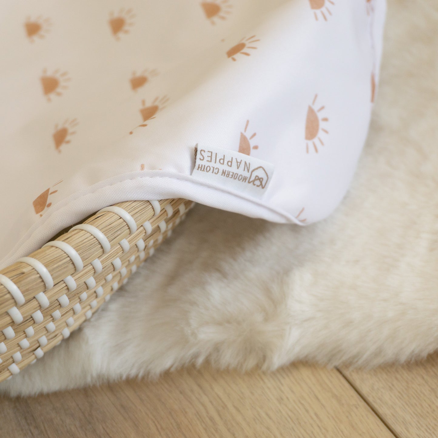 Baby Travel Changing Mats - Sunnies White with Camel