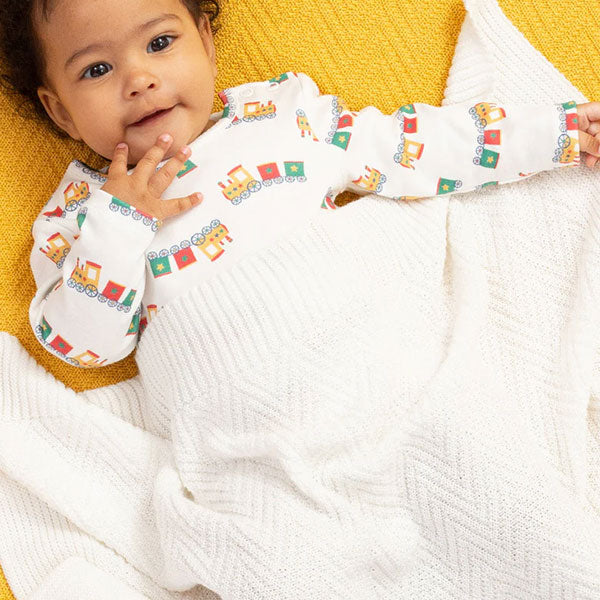 Kite Organic Heirloom Knit Blanket - White