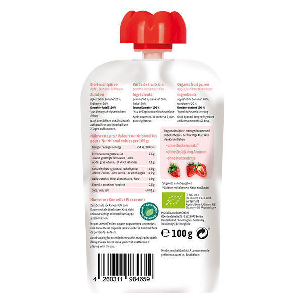 MOGLi Organic Fruit Pouch - Strawberry Apple Banana