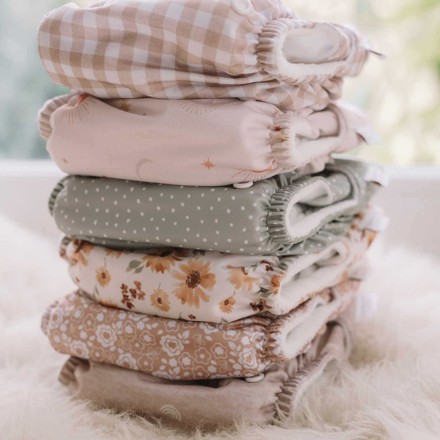 One Size All-In-One Reusable Cloth Nappy - Dottie - Sage