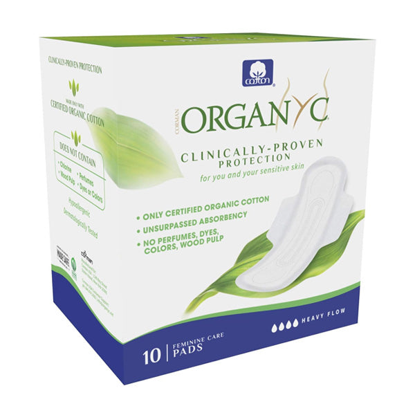 Organic Cotton Pads with Wings - Heavy Flow