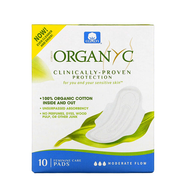 Organic Cotton Pads with Wings - Moderate Flow