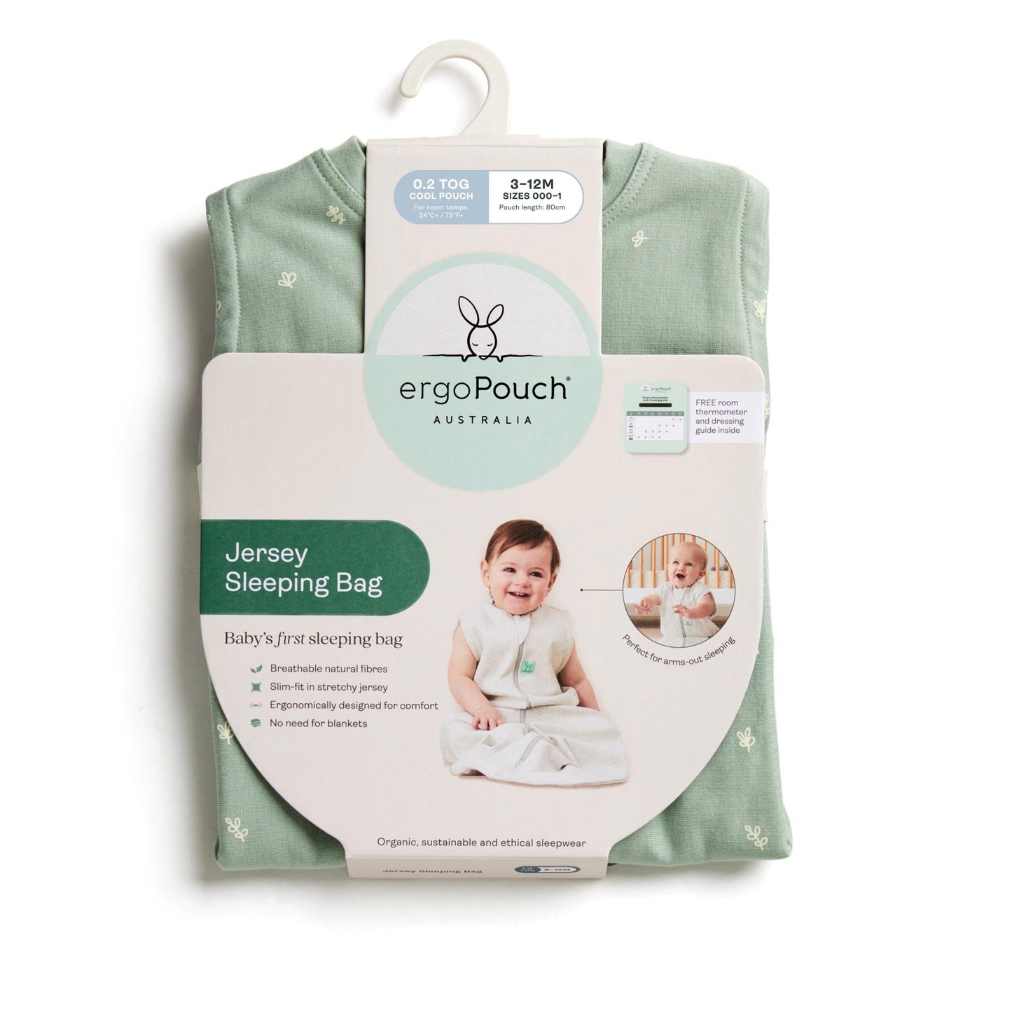 ergoPouch - Organic All Year Jersey Sleeping Bag - Oatmeal 1.0 TOG