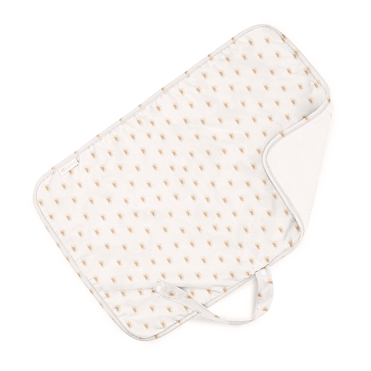 Baby Travel Changing Mats - Sunnies White with Camel