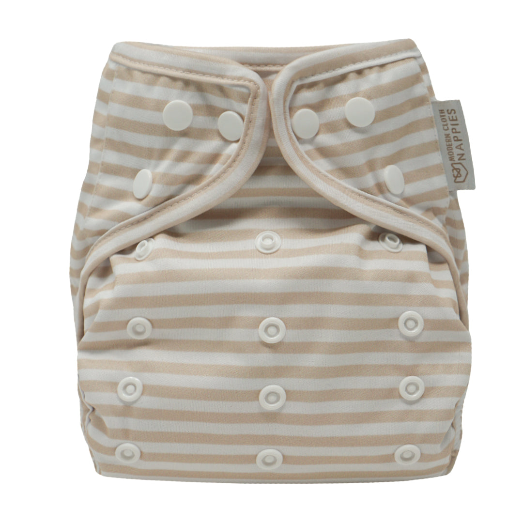 One Size Reusable Cloth Nappy Wrap - Linen Stripes