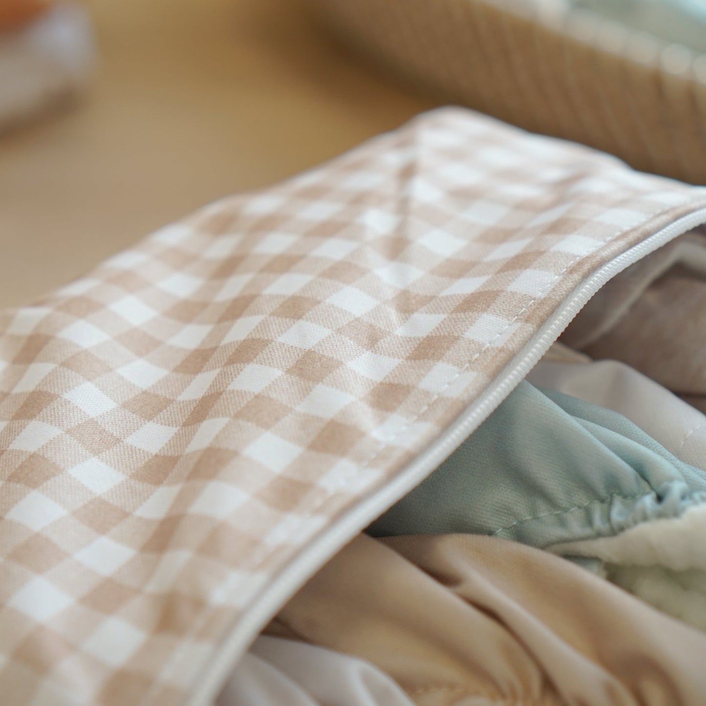 Cloth Nappy Pod - Gingham Taupe
