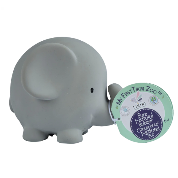 Tikiri Natural Rubber Teether, Toy & Rattle - Elephant
