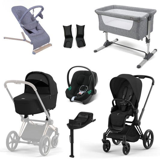Cybex Priam Essential Travel & Nursery Bundle, Sepia Black / Matt Black