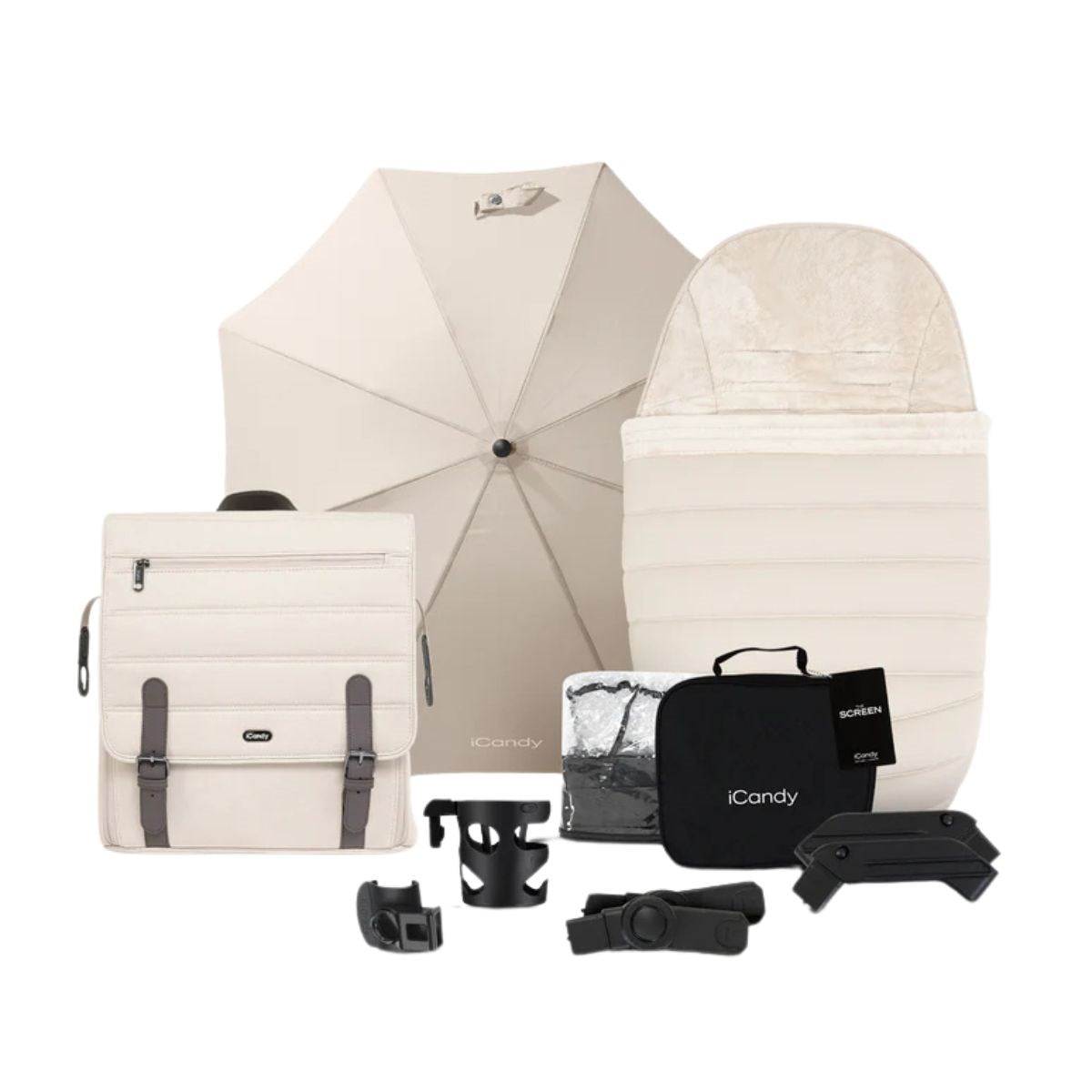 iCandy Peach 7 Premium Bundle With Maxi-Cosi Car Seat And Bouncer And Bedside Crib