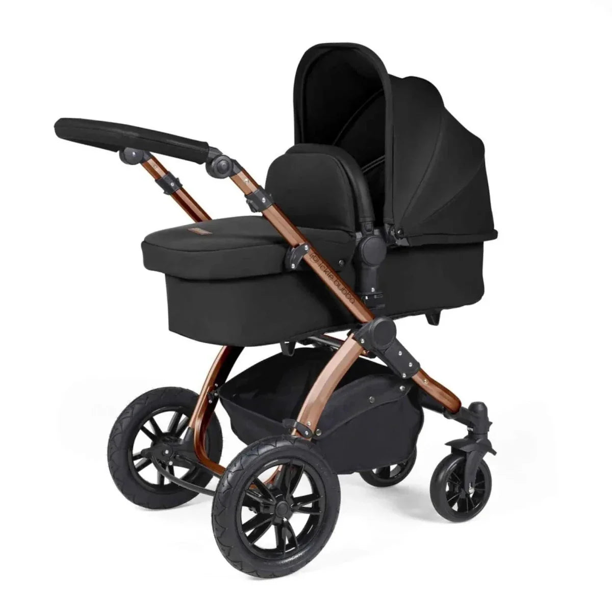 Ickle Bubba Stomp Luxe Travel System with i-Size Cirrus Car Seat & ISOFIX Base 12 pcs - Bronze & Midnight & Black