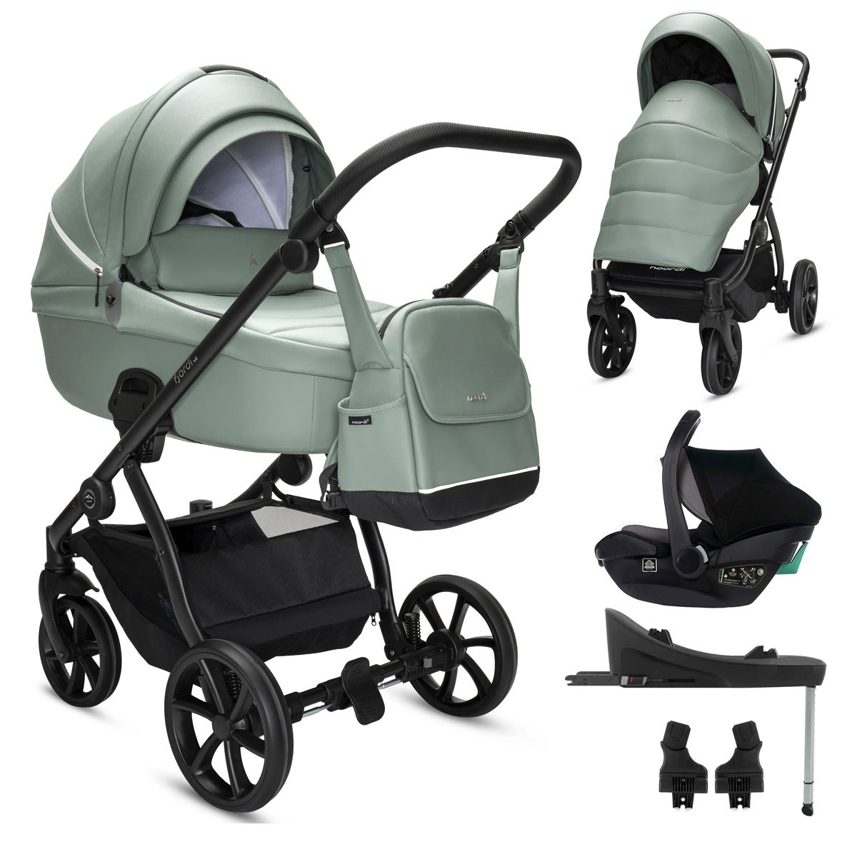 Noordi Fjordi V2 Leather - 3in1 Travel System with Travel Carrier i-Size Car Seat
