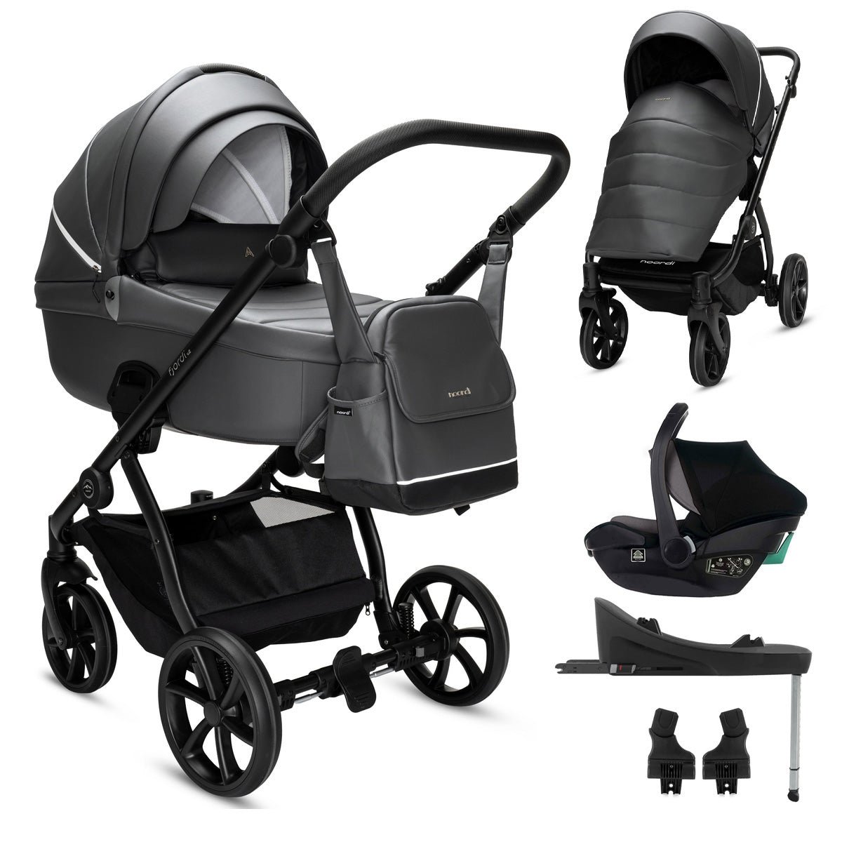Noordi Fjordi V2 Leather - 3in1 Travel System with Travel Carrier i-Size Car Seat