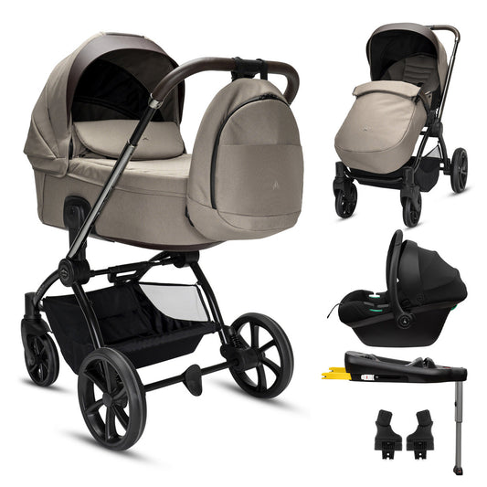 Noordi Sole V3 - 3in1 Travel System with ThermoCot Carrycot + Terra i-Size Car Seat, Arctic Mink