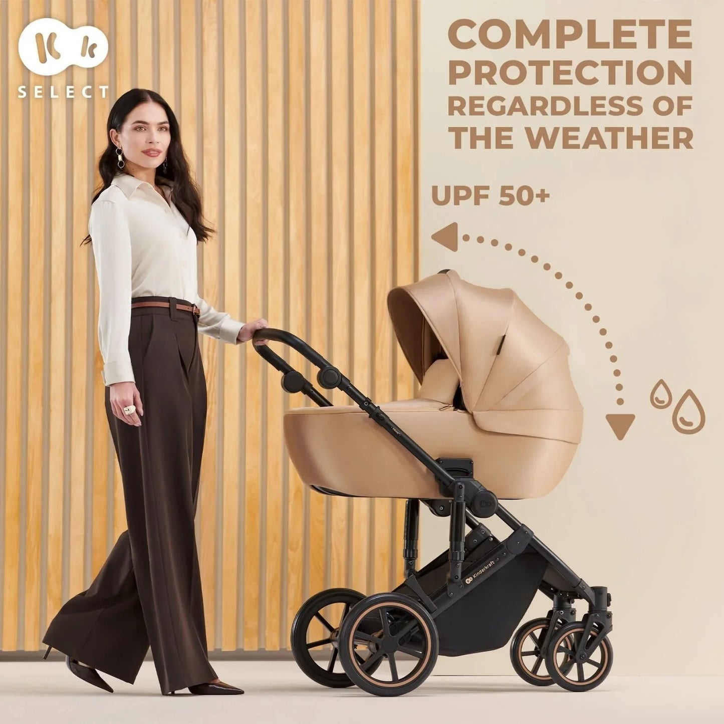 Kinderkraft 3-in-1 Mink Pro Prime 2 Travel System with Car Seat - Venezian Black