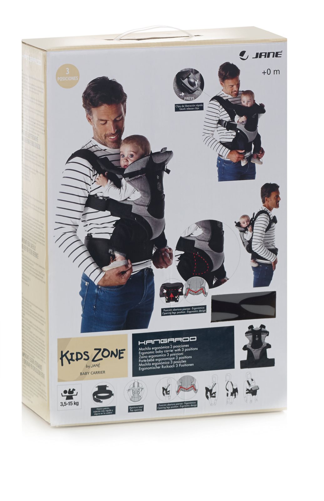 Jané Kangaroo Baby Backpack Carrier | Ergonomic 3-in-1 from Birth to 15kg