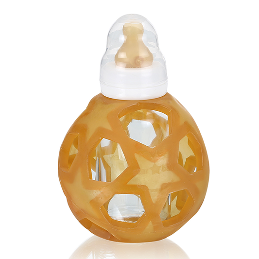 Hevea 2-in-1 Baby Glass Bottle with Star Ball - Natural